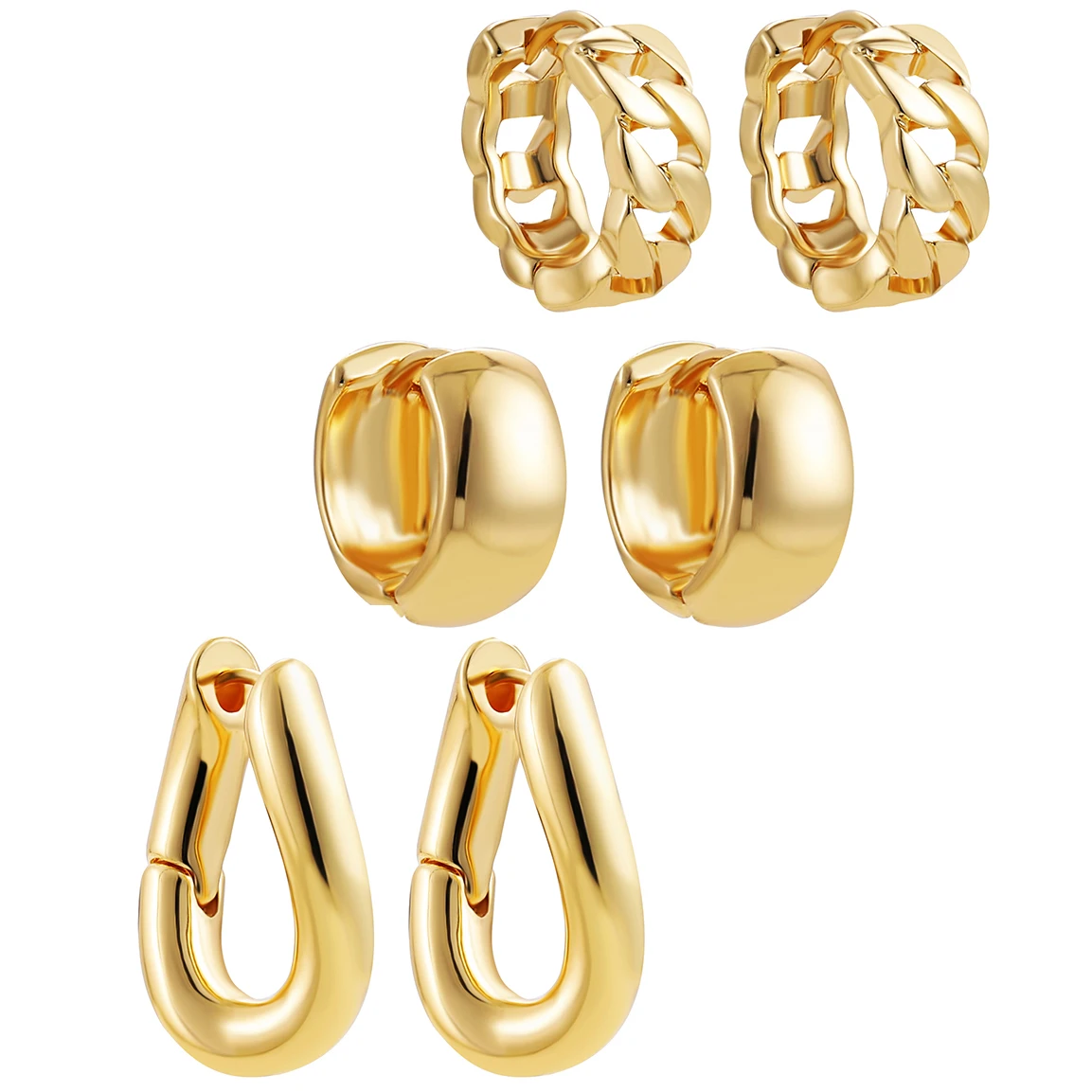 Minimalist Gold Plated Twisted Figaro Circle Round Shape Huggies Earring for Women Punk Glossy Metal Hinged Back Hoop Earrings