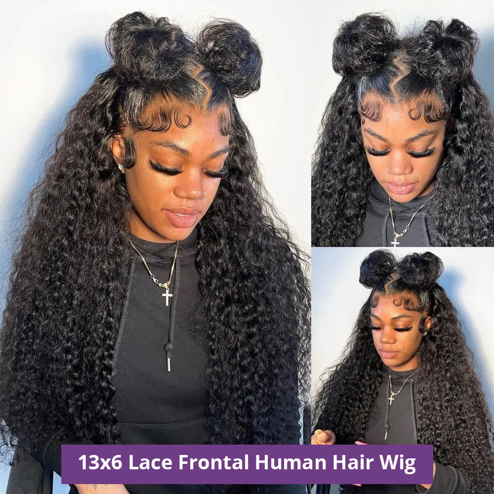 Peluca Frontal de onda profunda 250 densidad agua rizada 13x6 HD peluca de cabello humano Frontal de encaje pelucas rizadas pelucas delanteras de encaje 13x4 para mujeres negras