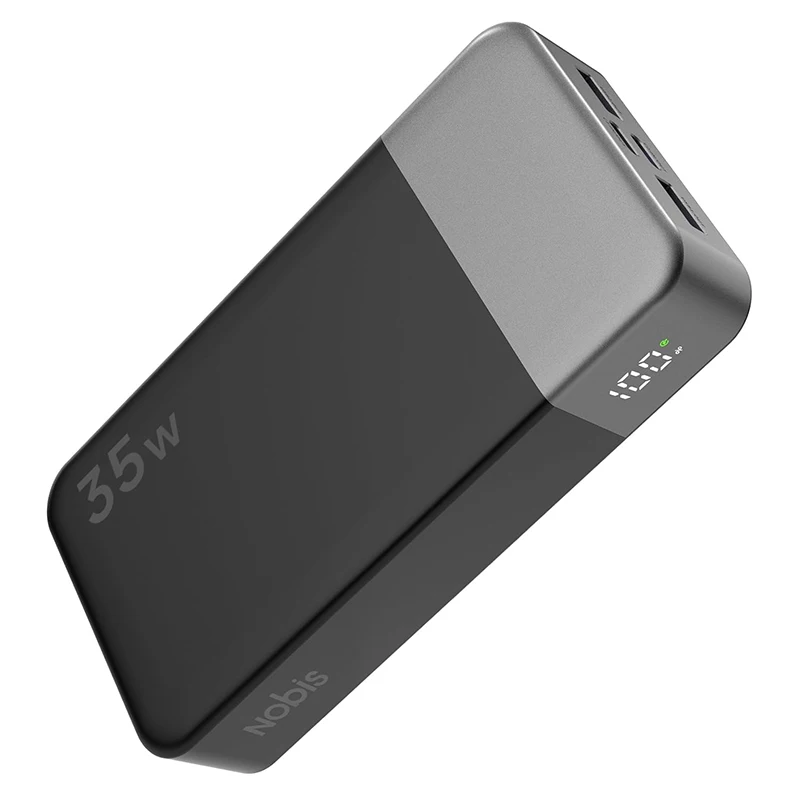 NOBIS 35W 20000mAh Power Bank z szybkim ładowaniem i kablem USB-C do USB-C, z cyfrowym wyświetlaczem, do iPhone 17 16 15 14 16 Samsung S26 S25 S24 S23 — 2