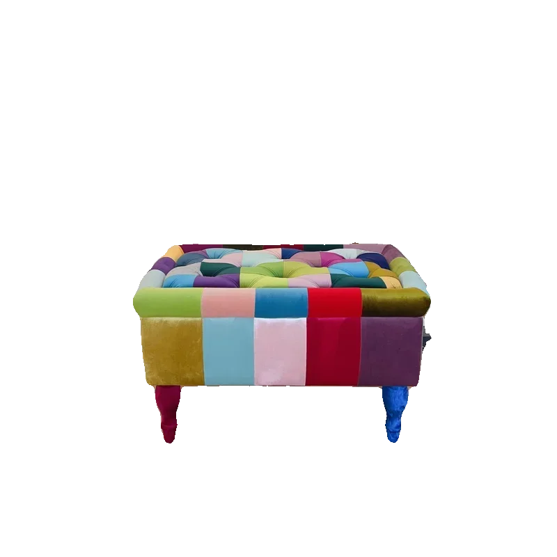 European modern simple embroidery splicing footstool, living room shoe changing stool, sofa stool, foot pedal