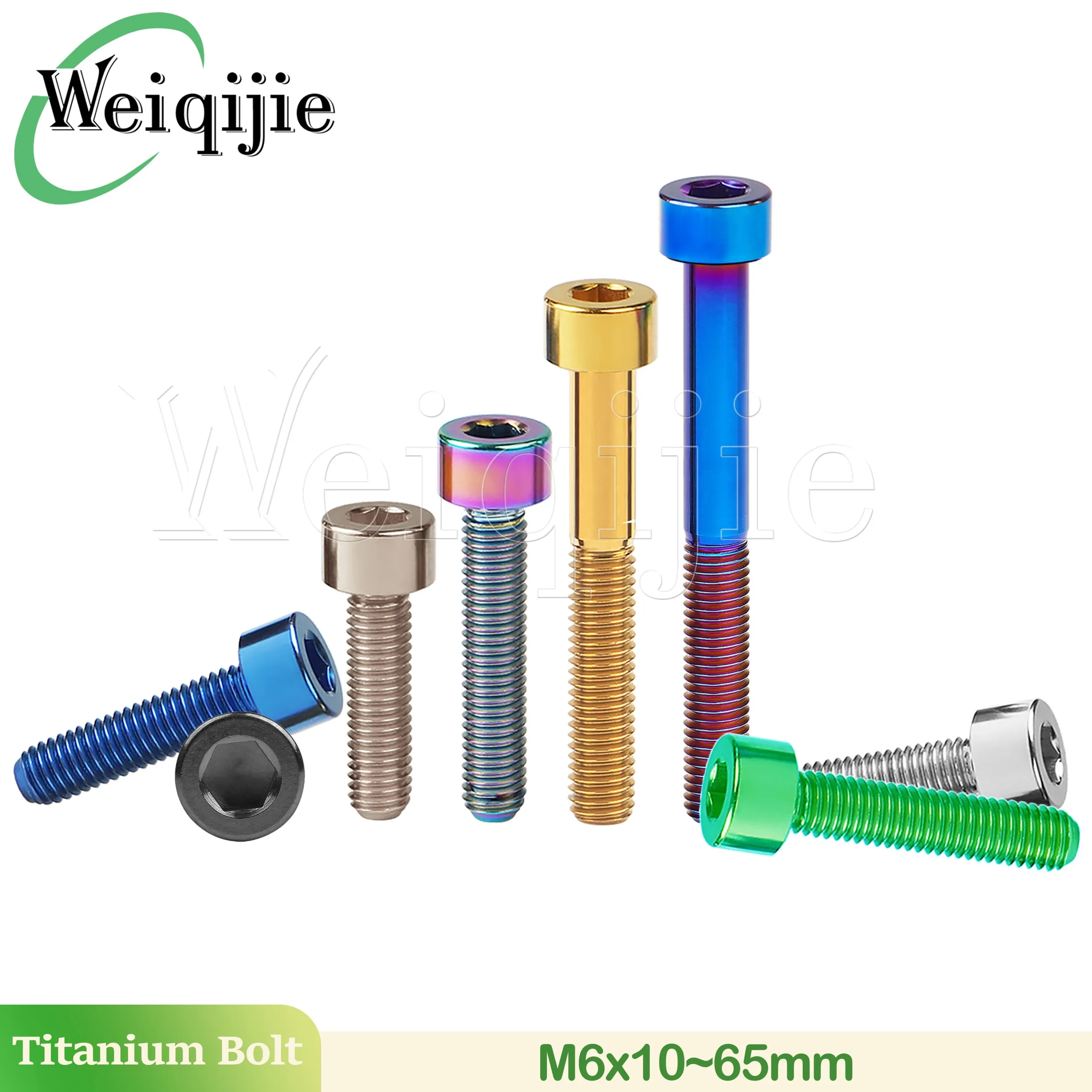 Weiqijie Titanium Bolt M6X10/12/15/16/18/20/23/25/30/35/40/45/50/55/60/65mm Seatpost Overhead Brake Allen Key Screw for Bike
