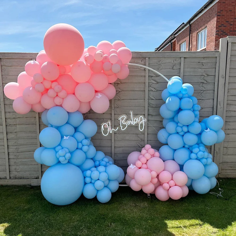 104 pcs Blue Pink Balloon Garland Arch Kit Birthday Party Decorations Kids Birthday Foil White Balloon Wedding Decor Baby Shower