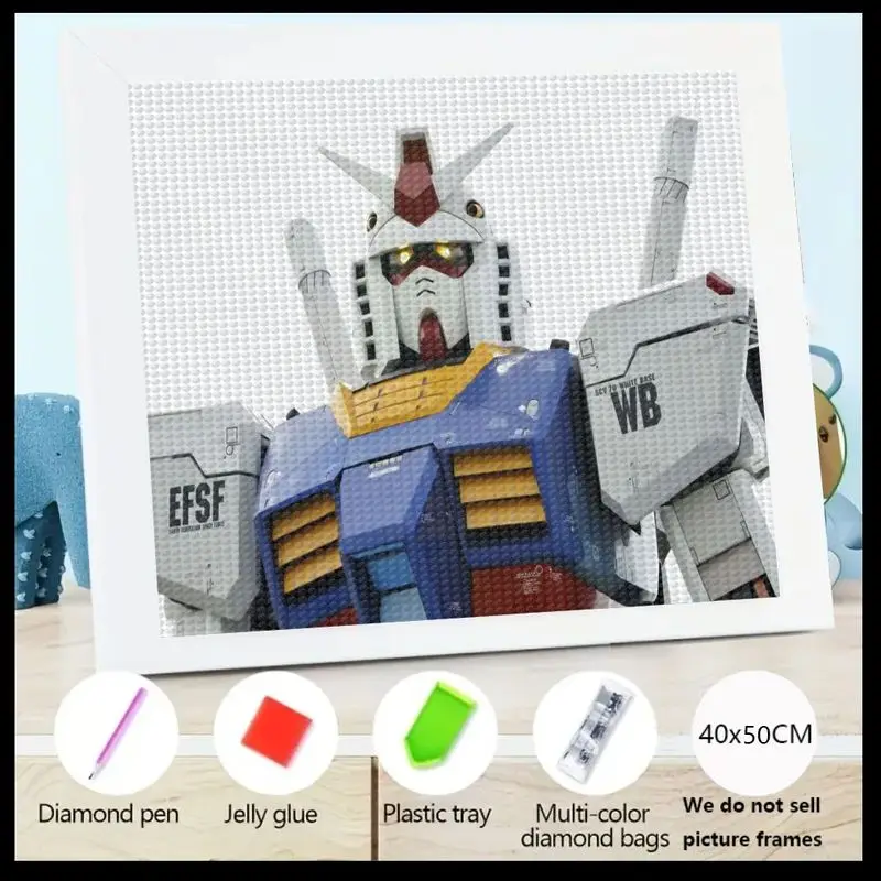 

1 шт. Gundam Robot 5D Алмазная картина Полный дрель DIY Kit, Большой 40x50 см Mecha Anime Sci-Fi Art, Набор для рисования кристаллами и драгоценными камнями для Adul