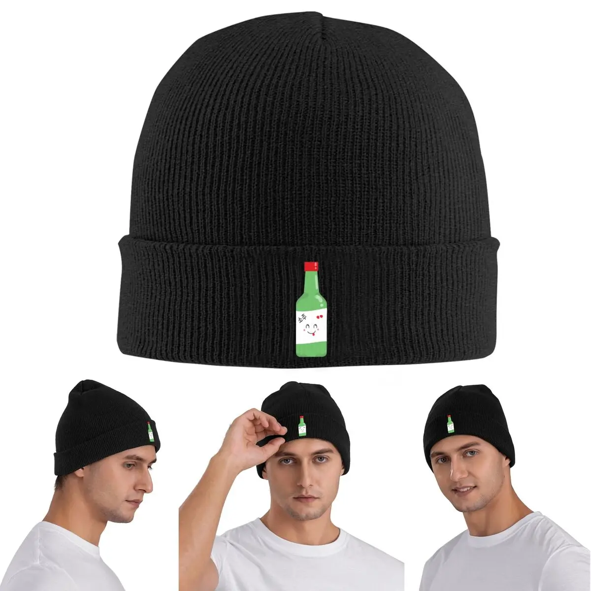 

Теплая вязаная шапка Soju, зимняя вязаная шапка с капюшоном, шапки Skullies, шапки в стиле хип-хоп для унисекс