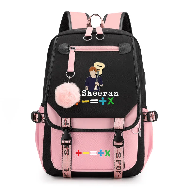 2024 ใหม่ ED Sheeran รูปแบบ Harajuku กระเป๋าเป้สะพายหลังแฟชั่น Street Cool Rucksack รูปแบบการ์ตูนกระเป๋าเป้สะพายหลังกระเป๋าเป้สะพายหลังขนาดใหญ่