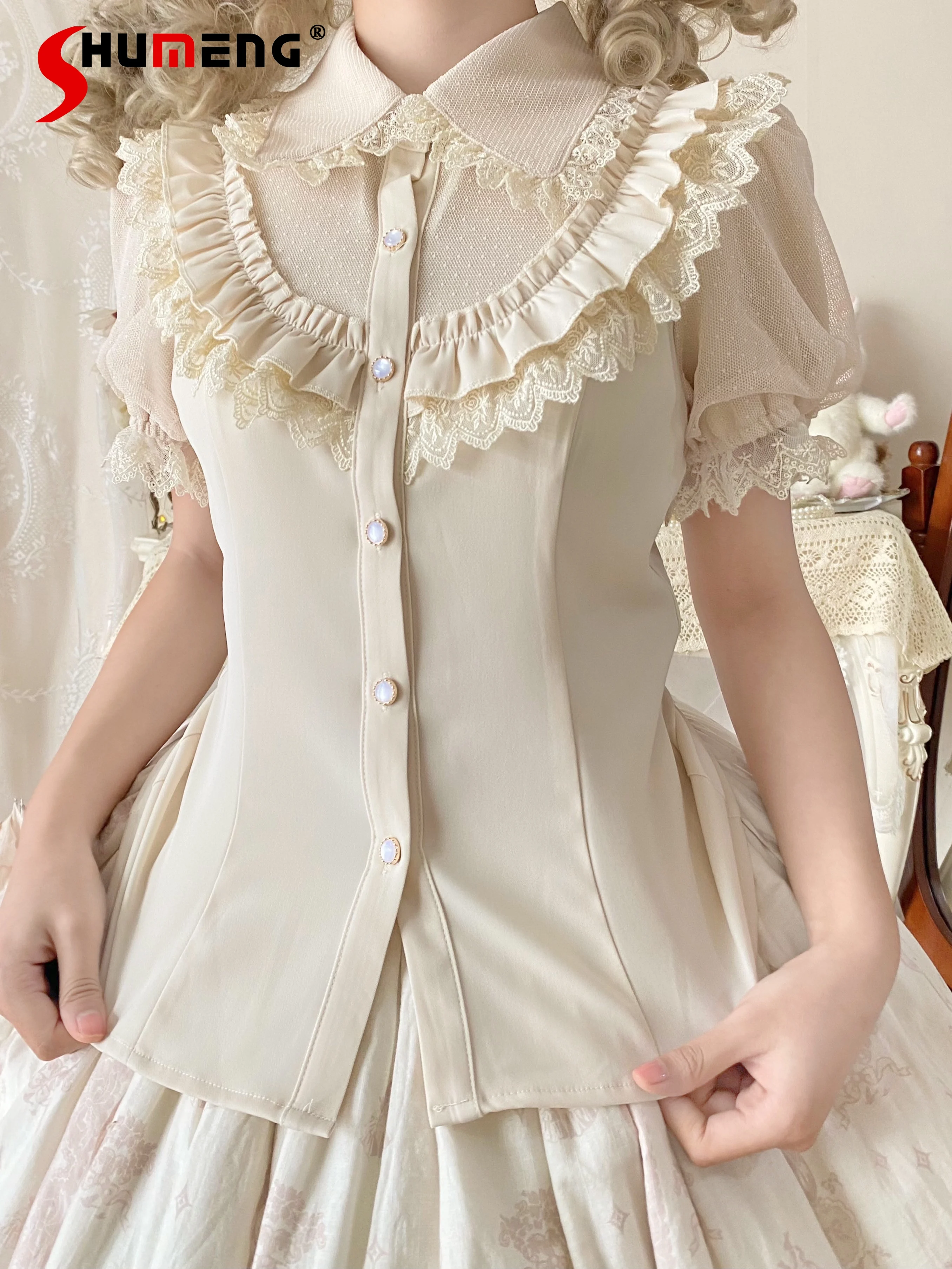 

Оригинальная внутренняя рубашка в стиле Лолиты, осенняя новая женская облегающая элегантная нижняя рубашка в стиле ретро, кружевные блузки с рукавами для девочек