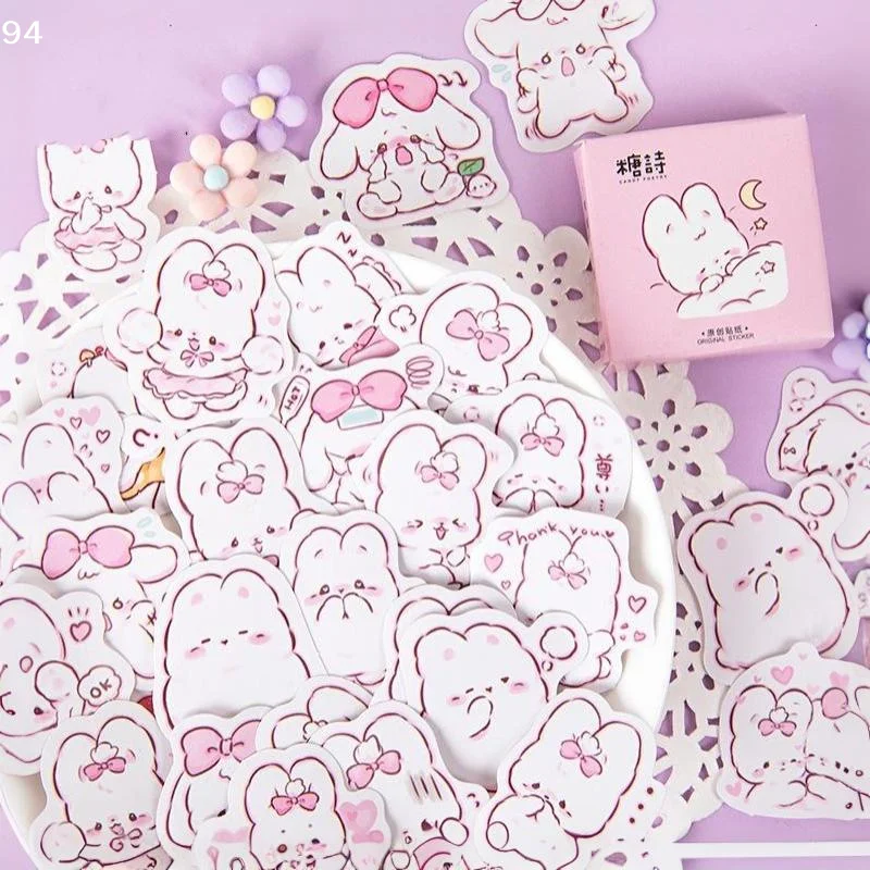 45 Pcs/box Cute Rabbit Daily Kawaii Decoration Stickers Planner Scrapbooking Stationery Korean Diary StickersNF stationery