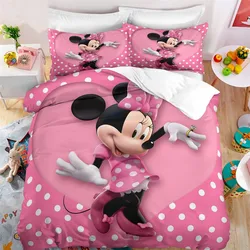 Cartoon Minnie Duvet Cover Mickey Minnie Mouse Kids Bedding Set Case Comforter Cover Boy Girl Gift Double Single Bedroom Decor