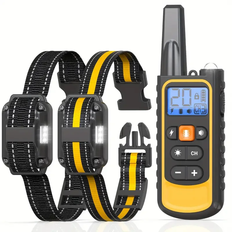 Remote Dog Trainer, Anti-Barking Shock Collar, 20 Adjustable Intensity Levels, Safe, Waterproof, Three Training Modes