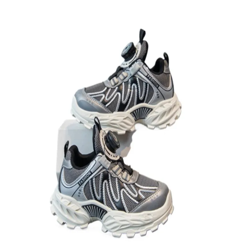 

Обувь для мальчиков, осенняя новинка 2024, обувь для папы для девочек, детские теннисные туфли для больших детей, дышащая детская спортивная обувь с вращающейся кнопкой