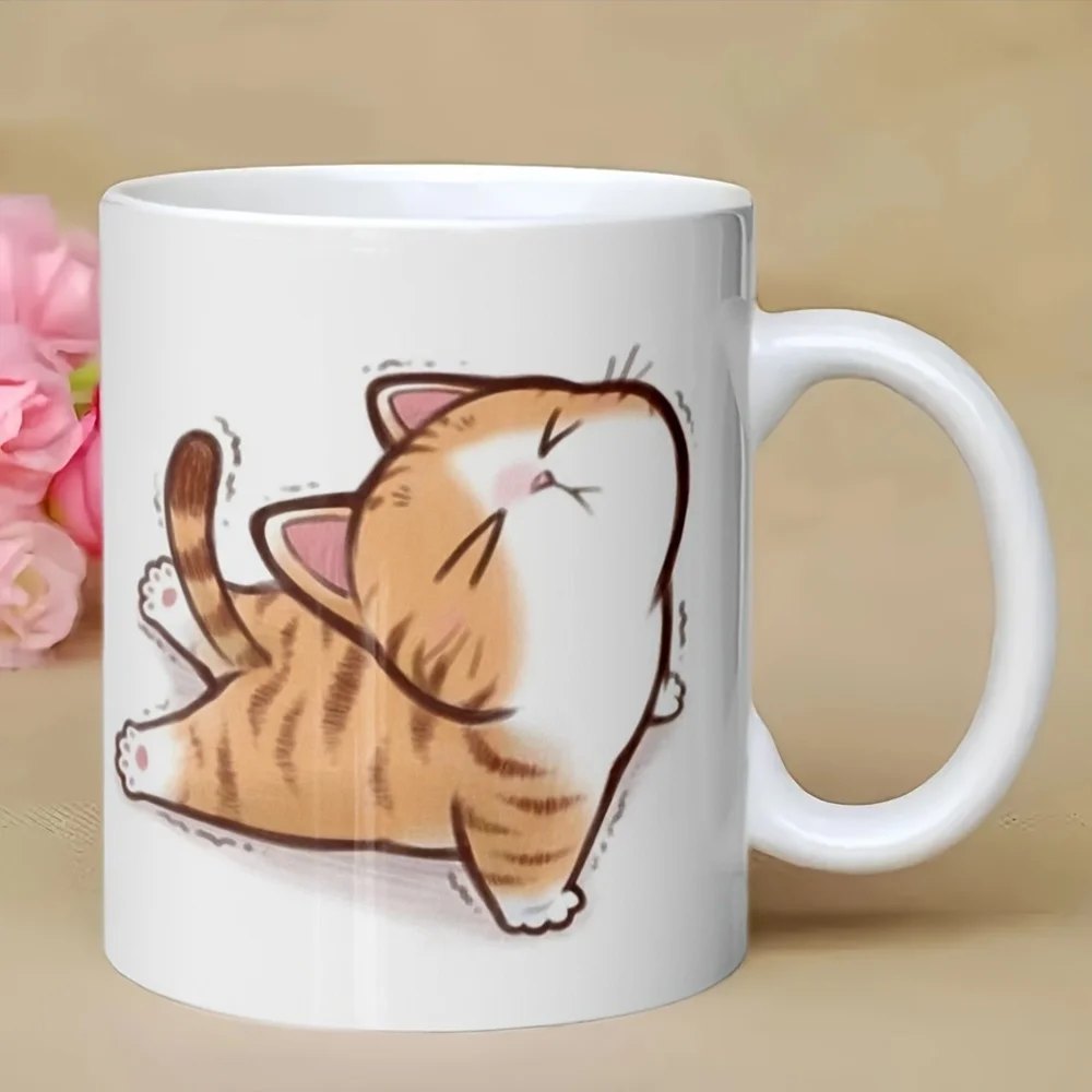 1pc 11 Oz Creative Cat Funny Fun Ceramic Coffee Cup Perfect Gift for Family Friends Lover Birthday Anniversary Summer Party