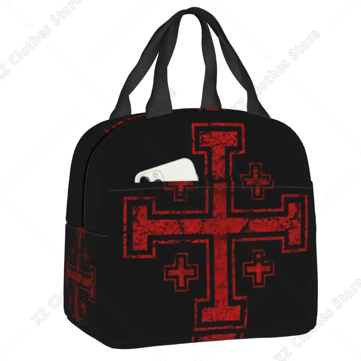 Templar Knight Jerusalem Cross Seal Medieval Warrior Symbol Insulated Lunch Bag Thermal Cooler Bento Box