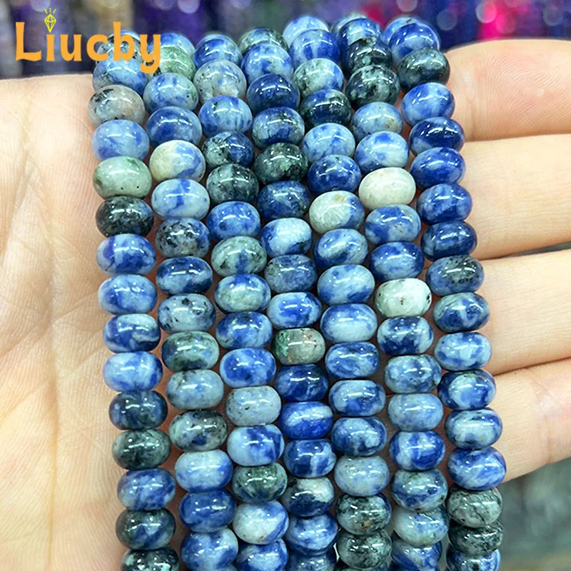 Natural Stone Dot White Blue Vein Sodalite spacer Beads For Jewelry Making DIY anklet Necklace Accessories 15