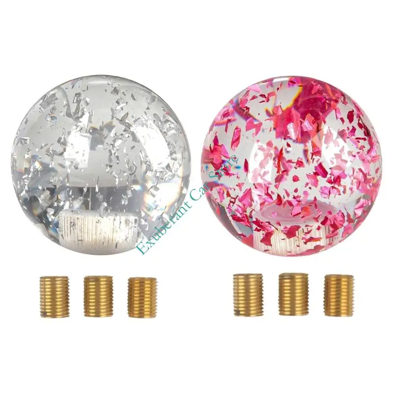 

Unique Round Glass Transmission Handle Glitter Ball Gear Shifter Knob Decors Perfect For Auto Interior