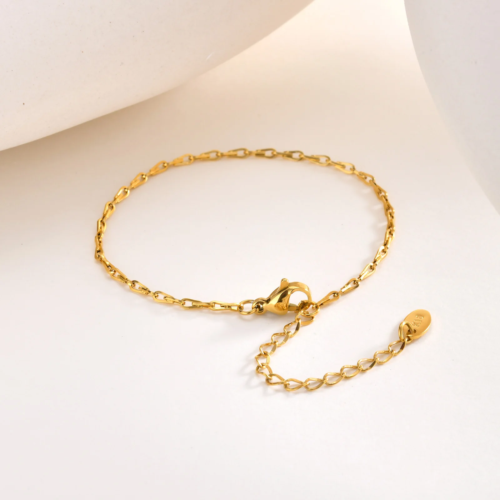 Stainless Steel Bracelet Gold Plated, 2mm Link Stackable Jewlrty for Women Tarnish-resistant image 4
