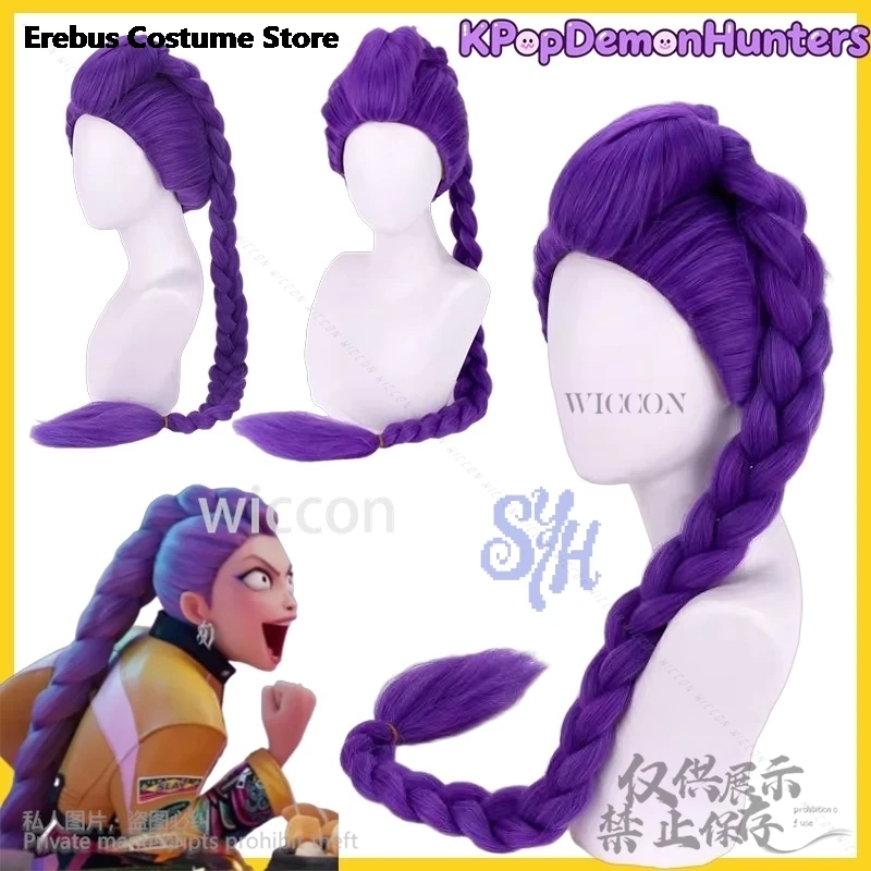 

Huntrix Rumi Cosplay Movie Anime Kpop Demon Purple Heat Resistant Synthetic Idol Girls Groups Wig Fashion Y2K Cos Hair Halloween