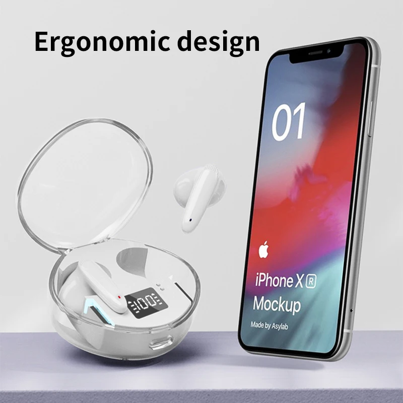 سماعة رأس لاسلكية بلوتوث 5.3 سماعات أذن داخلية IPX5 مقاومة للماء وخاصية إلغاء الضوضاء سماعات رأس رياضية لهاتف Xiaomi iPhone