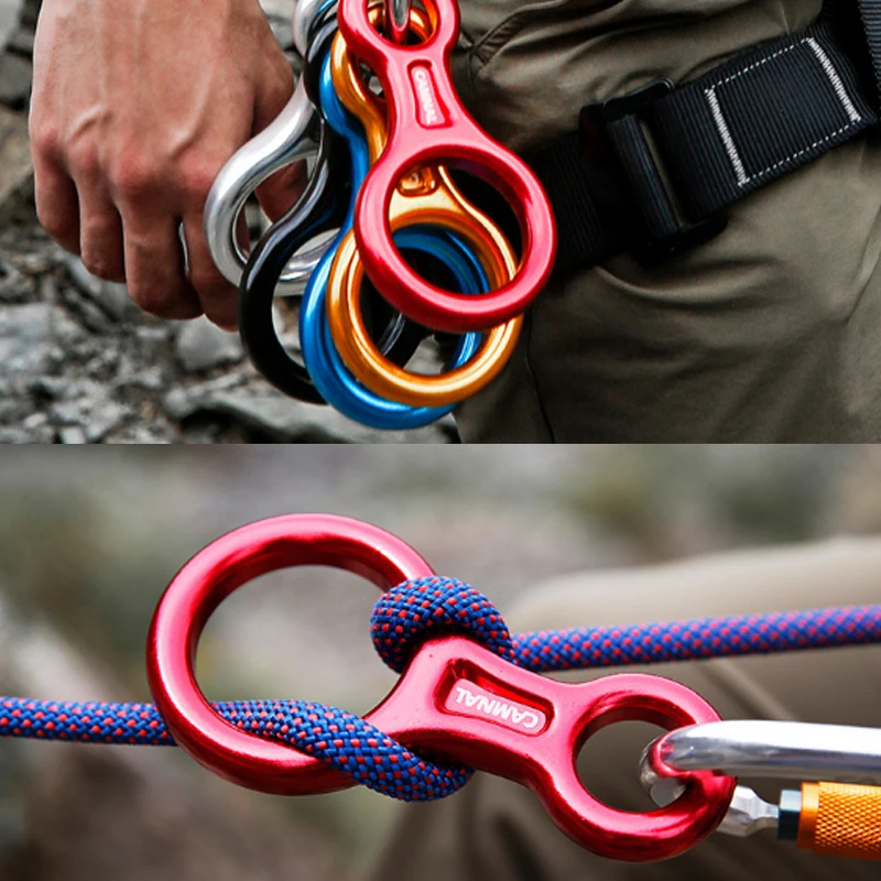 P28 Outdoor Rock Climbing Word Ring, 35kn-8, Descender Slow Protector, Fast Drop Lock