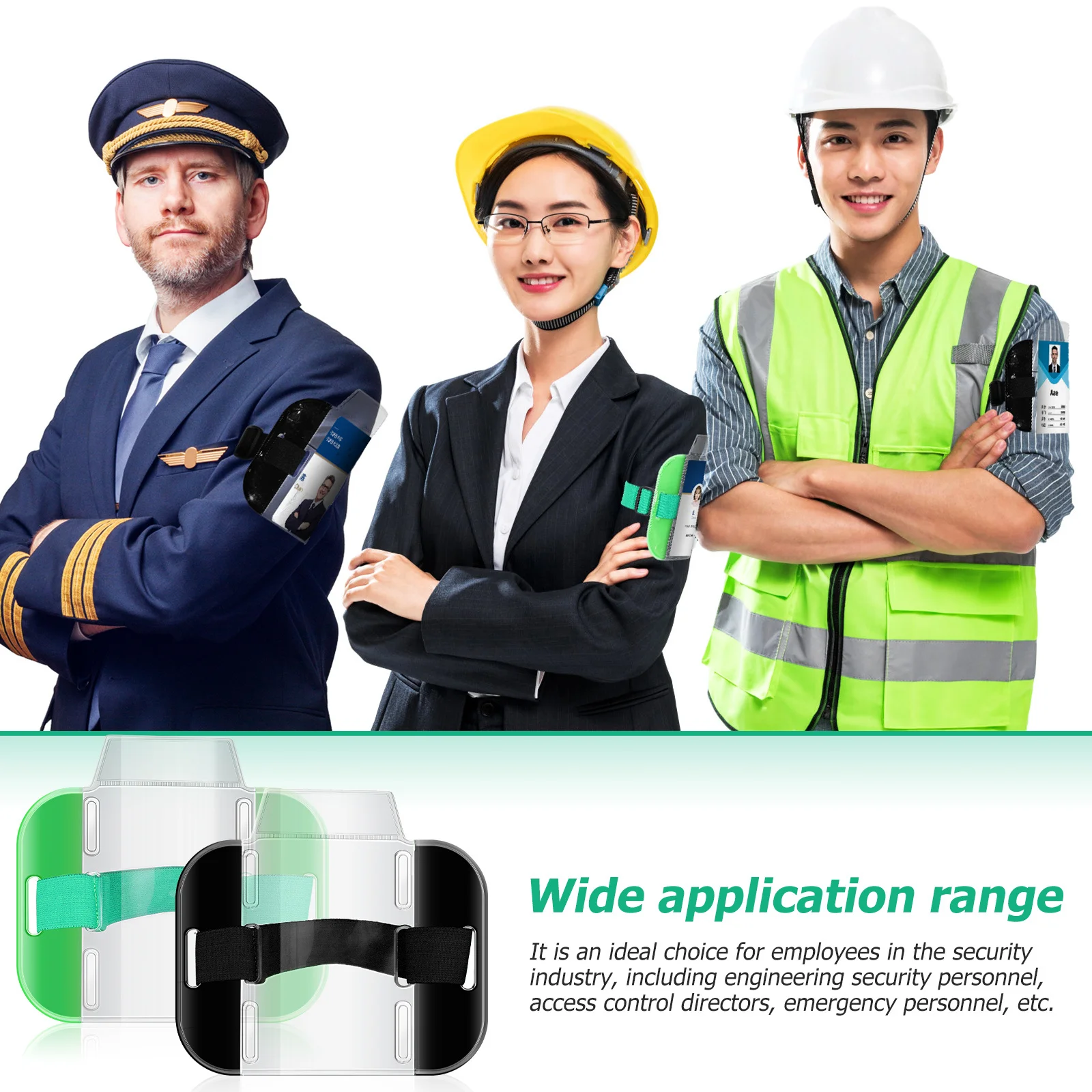 

4Pcs Arm Badge Holders Adjustable Strap Id Card License Name Tag Holder Armband Clear View for Work Office Security Staff