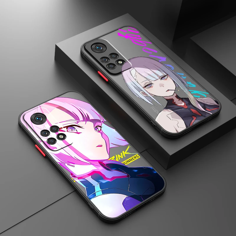 Lucy C-Cyberpunk Edgerunners Frosted Translucent For Redmi Note 13 12 12S 12T 11 11T 11E 10 10S 9 Pro Plus 5G Soft Phone Case