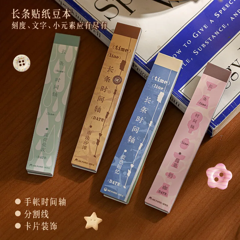 40Pcs Vintage Washi Paper Long Strip Mini Book Time Story Theme Journal Collage Decoration Stationery