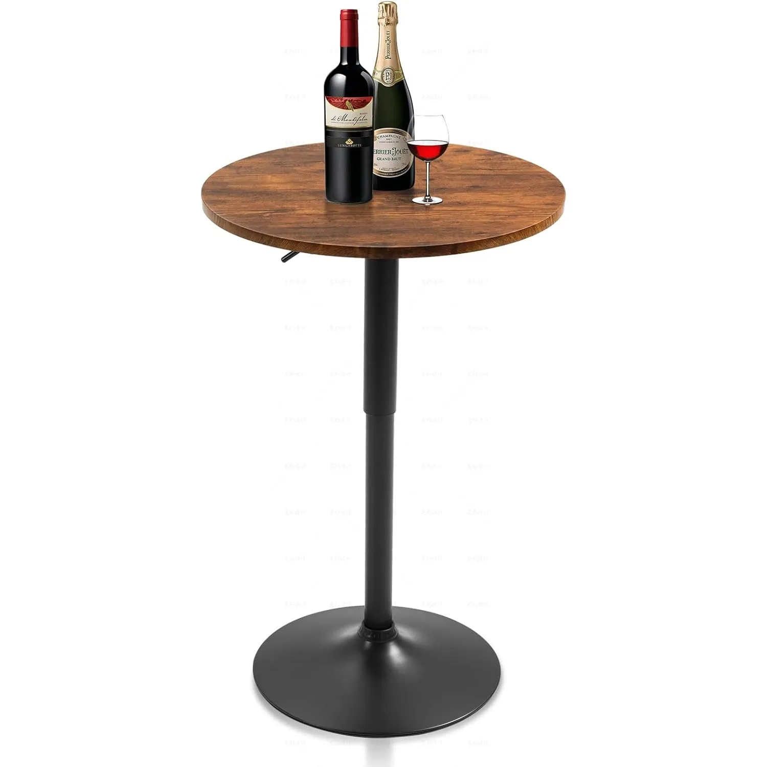 

23.6" Round Bar Table, Adjustable Height Bar Table, Modern Cocktail Tables with MDF Top and Metal Base, Bistro Pub, Customized