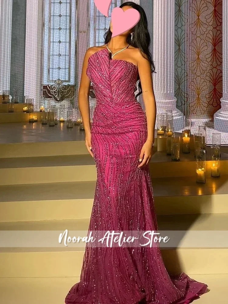 Customize Elegant Vintage Sweet Sexy Pink Mermaid Sparkle Beads Evening Dresses Lace Formal Occasion Long Dresses Party Gowns