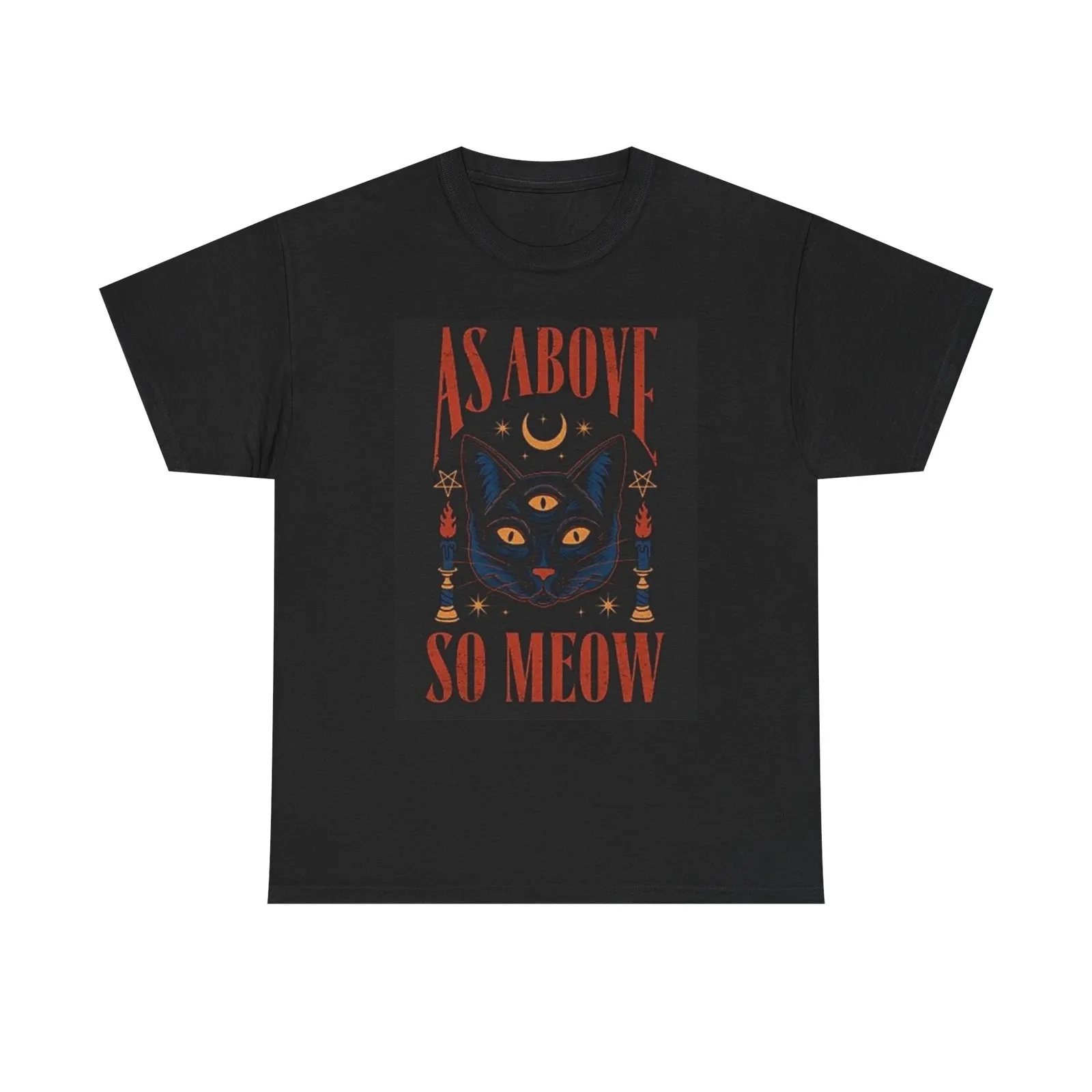 

As Above So Meow Funny Cat Graphic T Shirt Cotton Tee