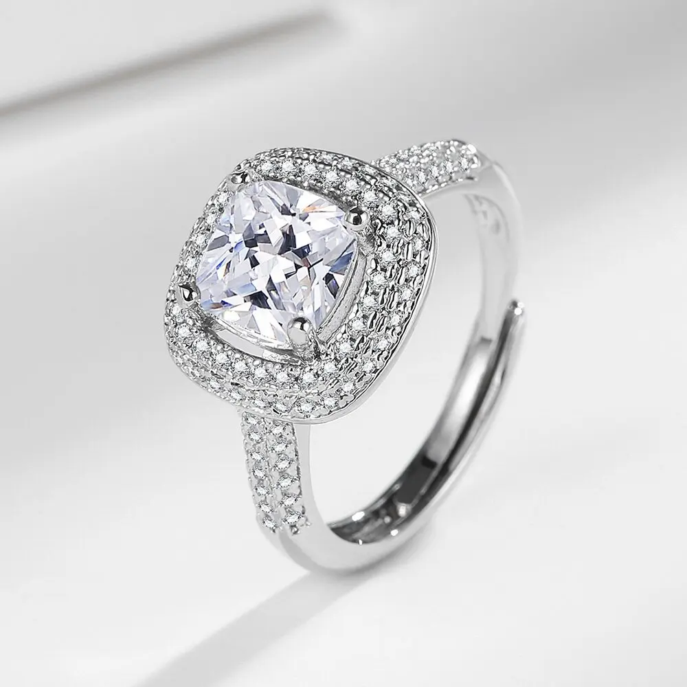 

Кольцо из стерлингового серебра 925 пробы, геометрическое кольцо с бриллиантами, женское модное простое кольцо для дня рождения, вечеринки, свадьбы, юбилея, ювелирное изделие, подарок