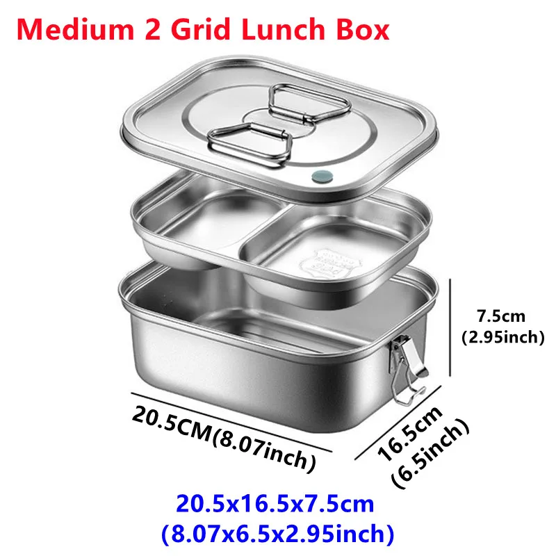 

Lunch Box Double-layer Anti Overflow Dinner Box Square Divided Dining Box Student Worker Bento Box With Lid304 Stainless Steel