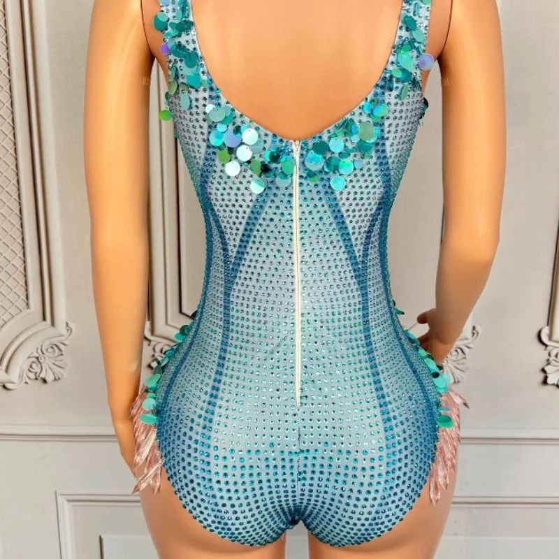 나이트 클럽 바 다이아몬드 슬링 프린지 Onesie 퍼플 블루 여성 가수 댄스 팀 여성 그룹 Vestidos Para Mujer Fiesta Elegante