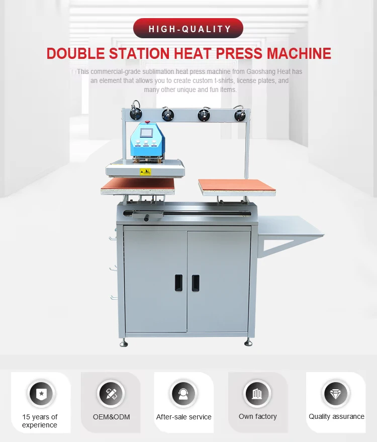 Pneumatic dual station full automatic electric heat platen t-shirt heat transfer machine 24*16in