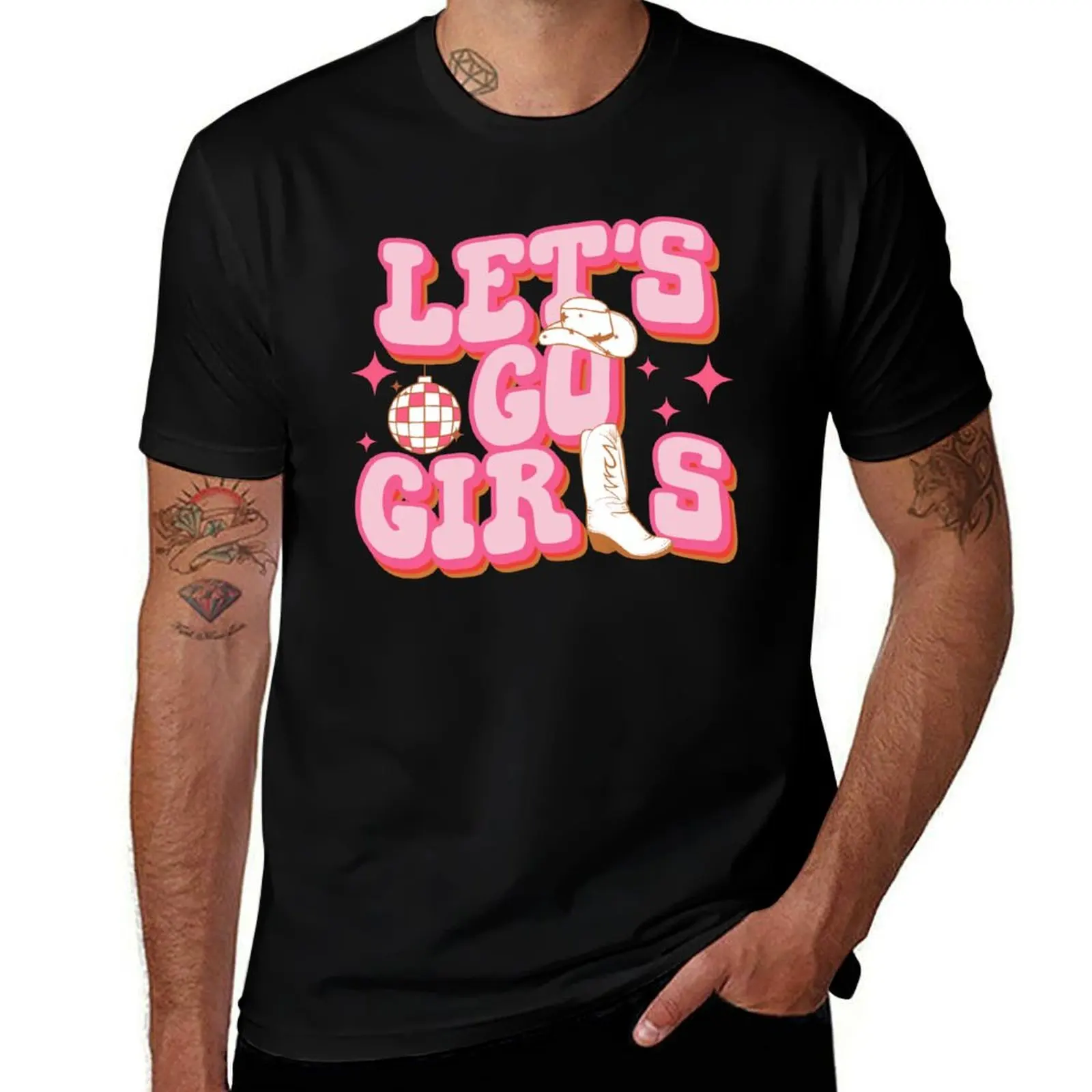 

Let's Go Girls Cowboy Hat Cowgirl Boots Bachelorette Party T-Shirt gifts for boyfriend man clothes plus sizes outfits for men