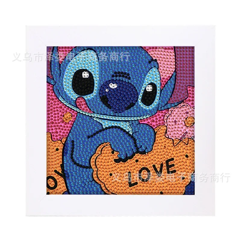 Disney-Stitch Diamante Desenho para Crianças, Bastão Redondo, Desenhos Animados Anime, Artesanal, DIY, Arte Bordada, Decoração para o Lar, Presente