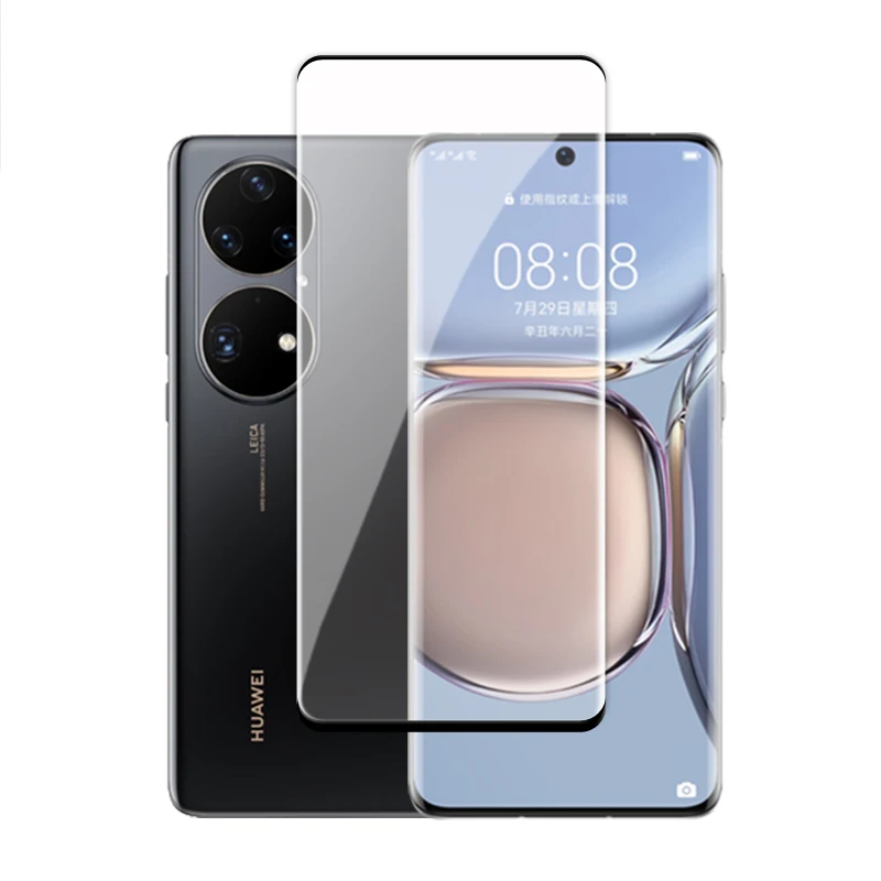 สำหรับ Huawei P50 Pro 3D Full Cover โค้งป้องกันหน้าจอ Huawei P50 ProTempered แก้ว HD เลนส์สำหรับ Huawei p50 P40 Pro