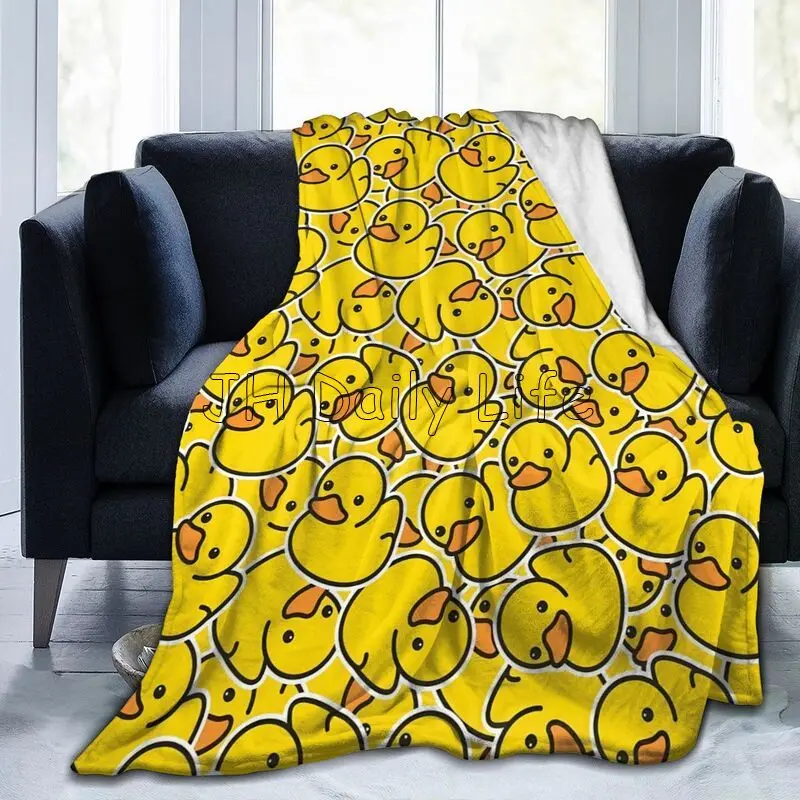 Cute Yellow Ducks Flannel Fleece Blanket Soft Warm Lightweight Cozy Anti-Pilling Fuzzy Throw Blankets for Couch Bed Sofa Travel