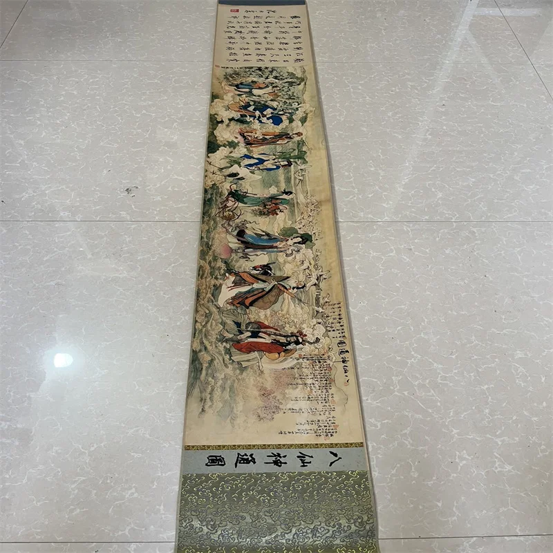 

China Ancient Picture Paper,Character Painting,Ding Yunpeng's Eight Immortals Divine Art, Long Scroll Painting