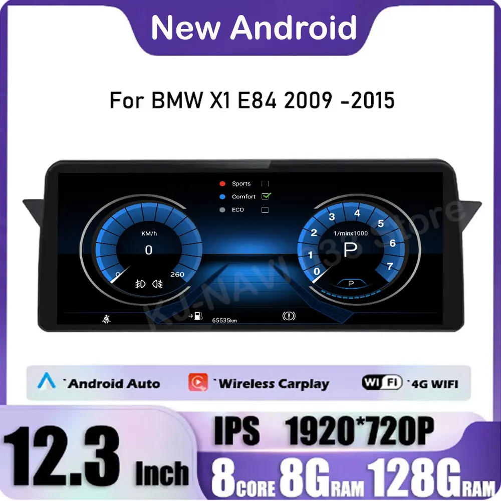 12.3 Inch For BMW X1 E84 2009 - 2015 iDrive / CIC System Android 14 IPS Car Radio Stereo Video Player Multimedia GPS Navigation