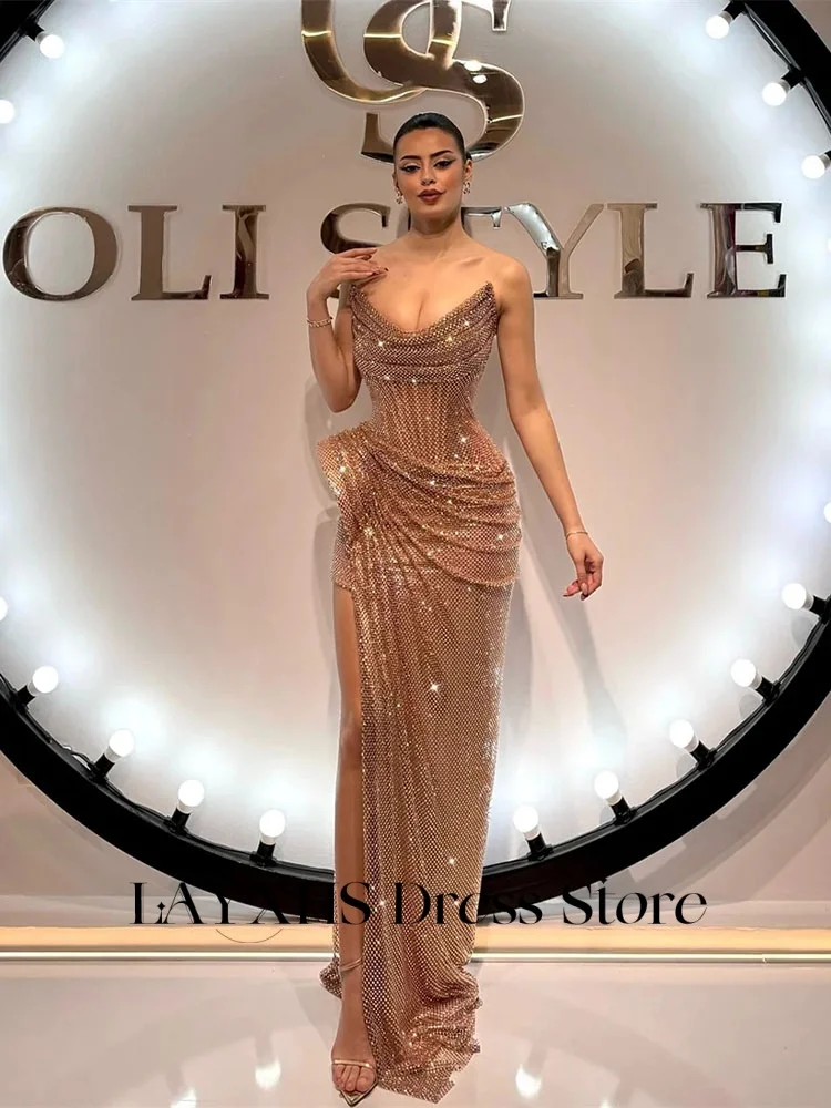 LAYXHS Sexy Sweetheart Avondjurken Vrouwen Zeemeermin Zijsplit Plooi Formele Prom Jurken Aangepaste فسات Gonzamentos doa