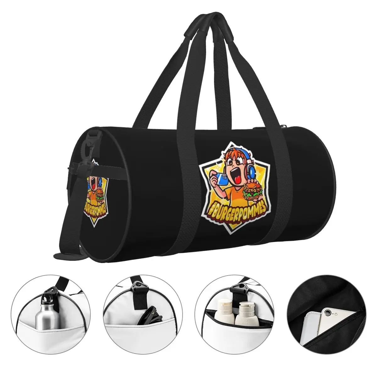 Burgerpommes LukasBS ICrimax bolsa de gimnasio gráfica bolsas de entrenamiento deportivas pareja impresa con zapatos bolsa de Fitness divertida bolsos impermeables