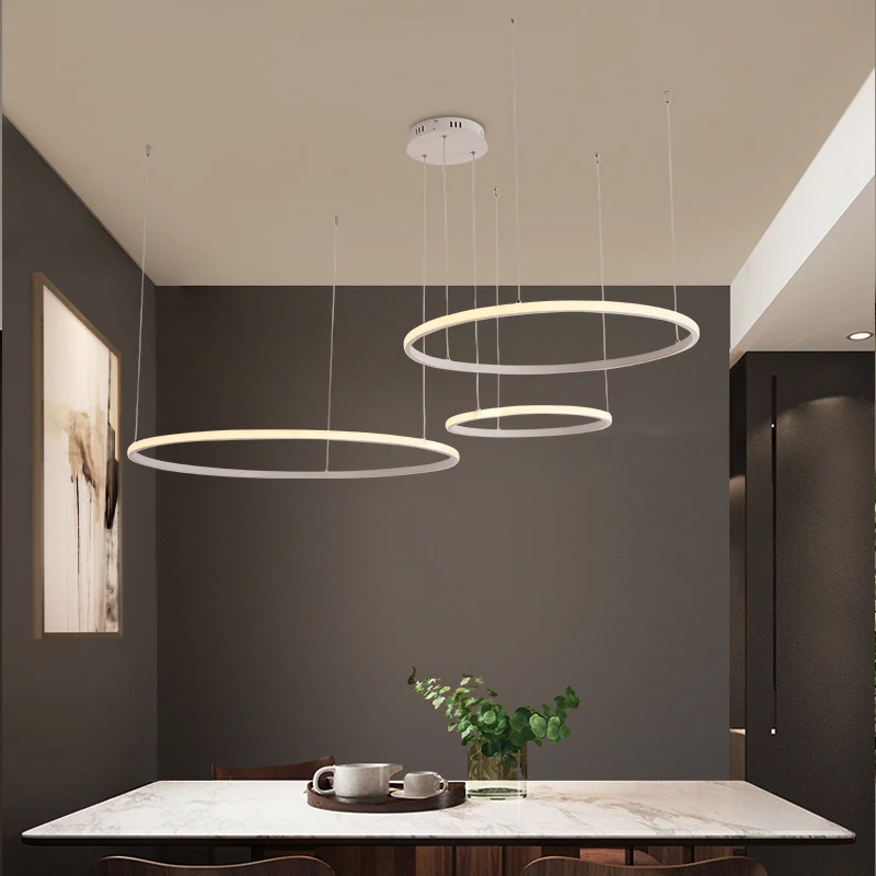 Modern Led Pendant Chandelier Circle Chandelier Lighting Lustre Ring Lights Living Room Engineering Lights Bedroom Light Fixture