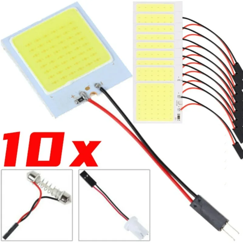 1/5/10X T10 W5w Cob 48SMD Car Led Clearance License Panel Lamp Auto Interior Reading Bulb Trunk Festoon Light Signal Lamp