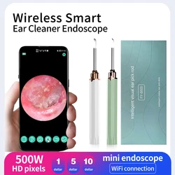 Wireless Smart Ohr Reiniger Endoskop 500W Pixel WIFI Visuelle Otoskop Mini Endoskop Durchmesser Objektiv 3,5mm Ohr Picking Smart stick