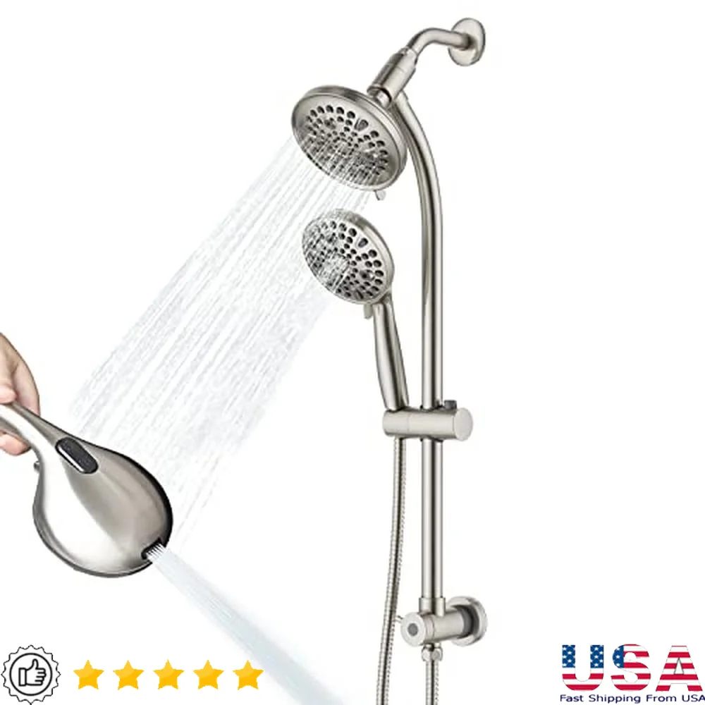 High Pressure 82-Mode 3-Way Shower Head Combo with Adjustable Stainless Steel Slide Bar Pet & Tub Safe Shower Experience Ease