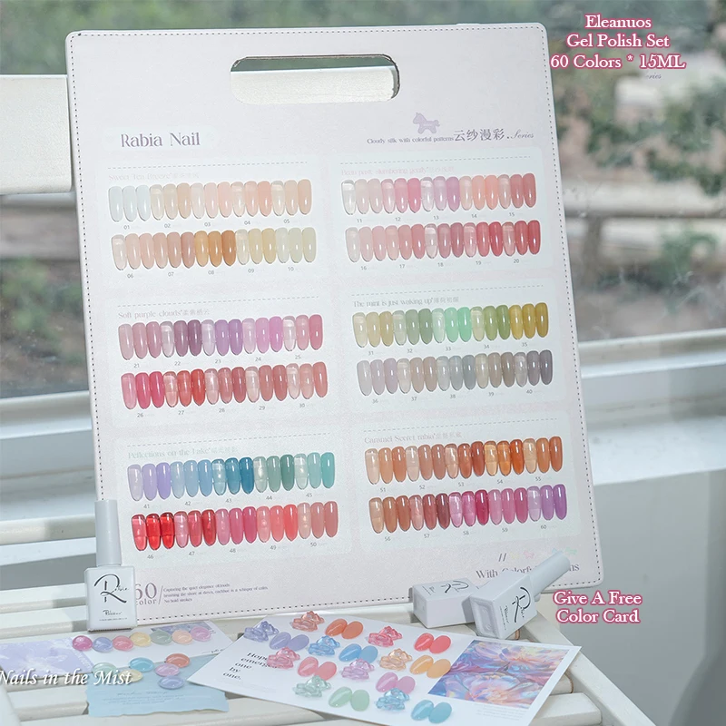 

Rabia Nail 60 Colors Sheer Jelly UV LED Gel Nail Polish Soak Off Cloud Yarn Sheer Series Translucent Nail Art Gel for Salon