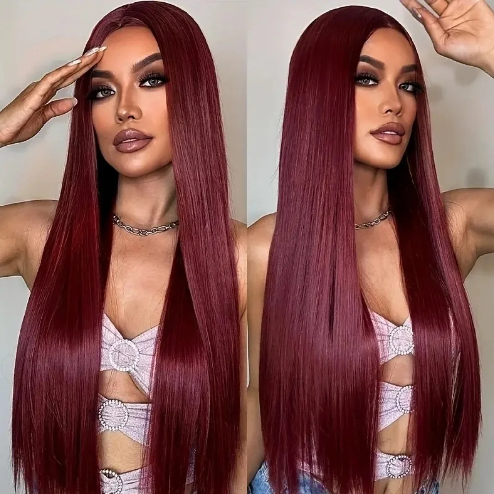 13 × 4 مستقيم الدانتيل الجبهة الباروكات شعر الإنسان قبل قطعها بورجوندي 220 الكثافة شفافة اللون الأحمر الدانتيل الباروكات الأمامية للنساء 99J