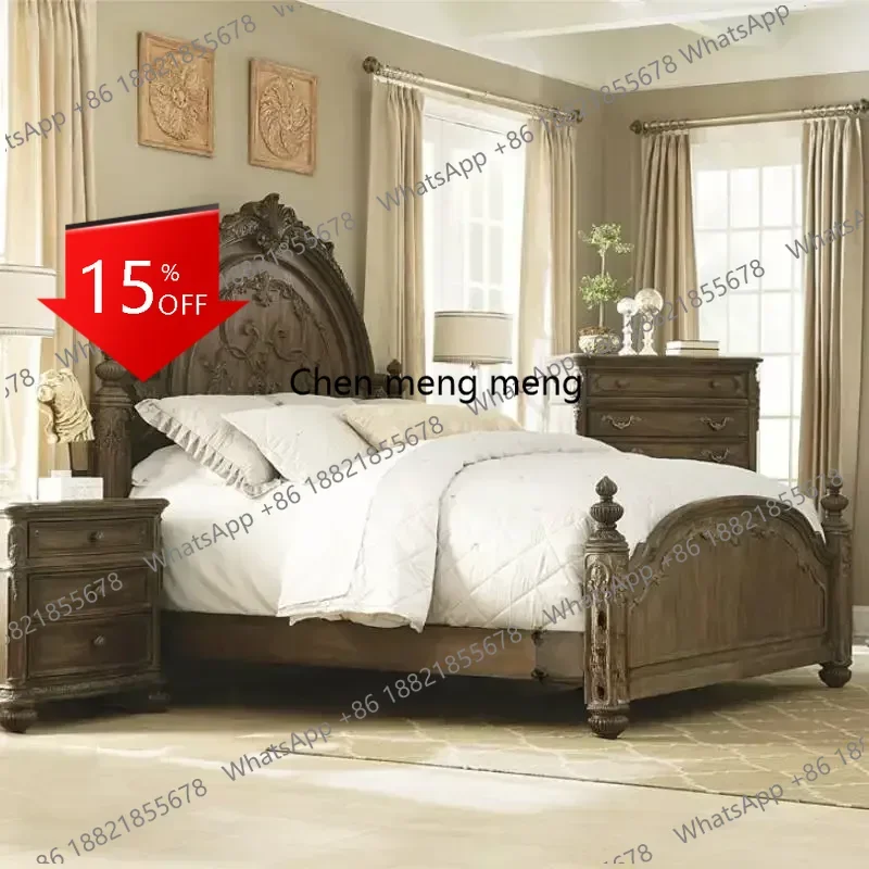 Q181 Salon Princess Double Bed Waterproof Designer Platform Luxury Double Bed Full Size Headboards Japanese Beliche Library Furn
