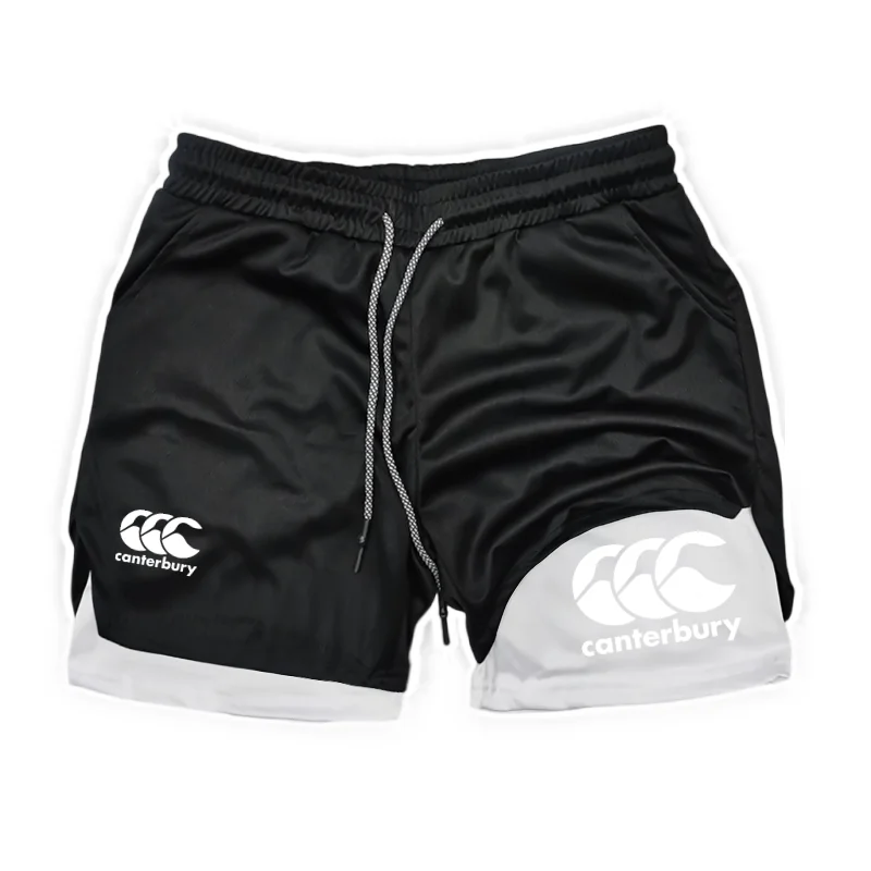 

Shorts 2-In-1 Stamping Men'S Running, Gym Training And Mobile Phone Pocket, Summer Sports, Printed With Canterbury Design
