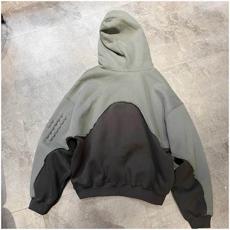 24FW Best Quality 450GSM Stitching Patchwork Saint Hoodie Hooded Men Women Streetwear Foam Logo Color Blocking Pullovers