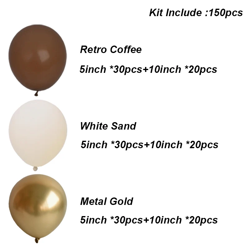Brown Beige Balloon Garland Kit Cream Coffee Chrome Gold Balloon Arch Set Baby Shower Christening Birthday Party Baptism Wedding